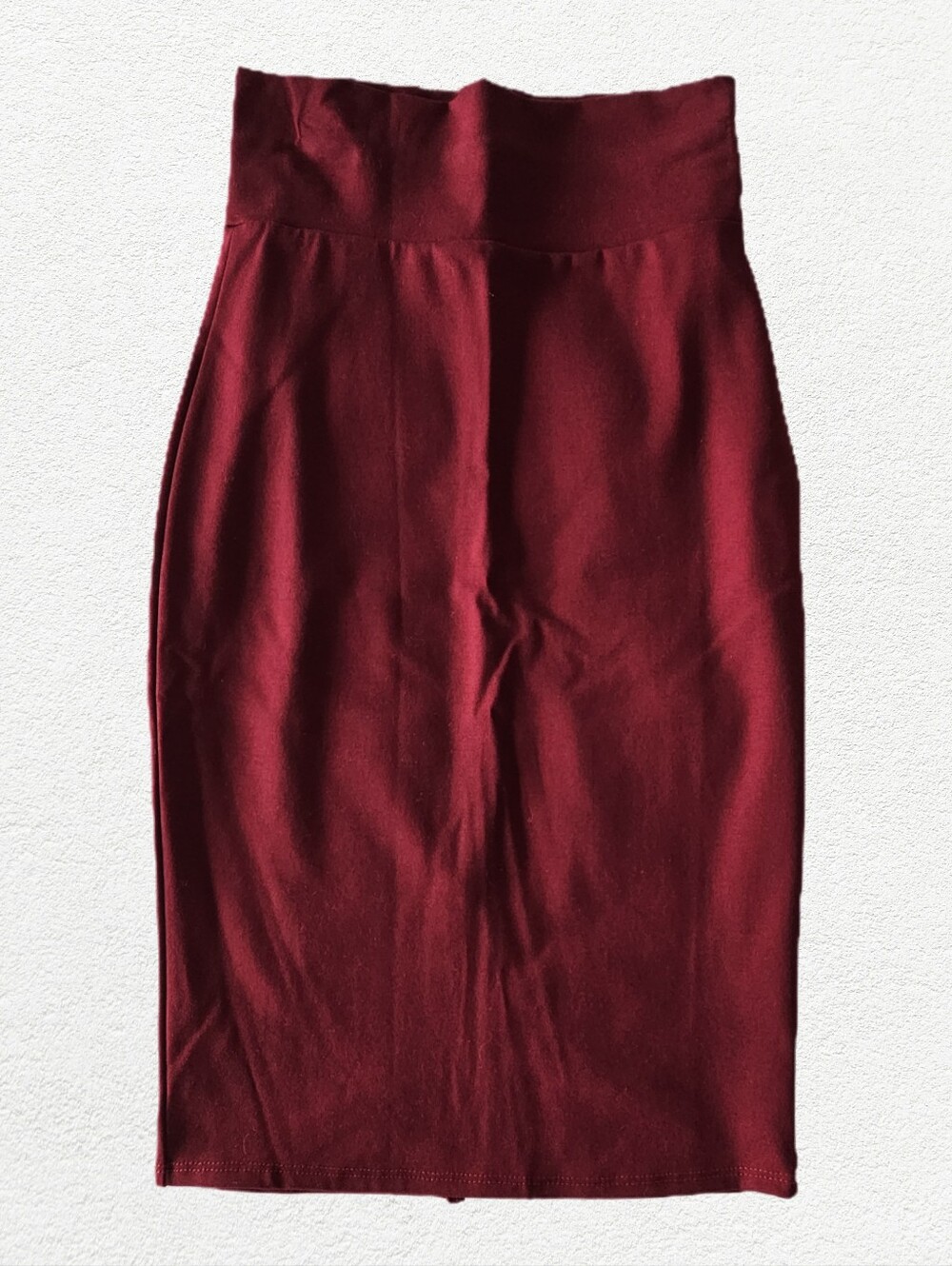 Women's High-Waist Burgundy Pencil Skirt